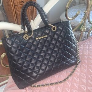 Persamen Black Quilted purse with Gold Hardware- leather